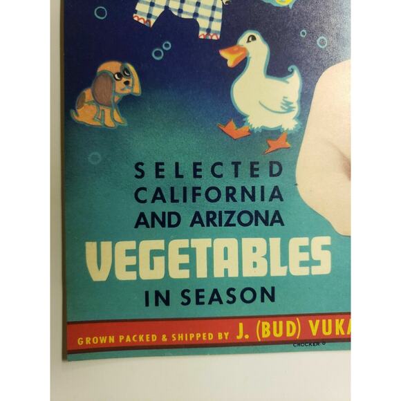 Vintage Kathy Anne Baby Girl Nursery Toys Vegetable Crate Label (B-2) - Picture 2 of 2